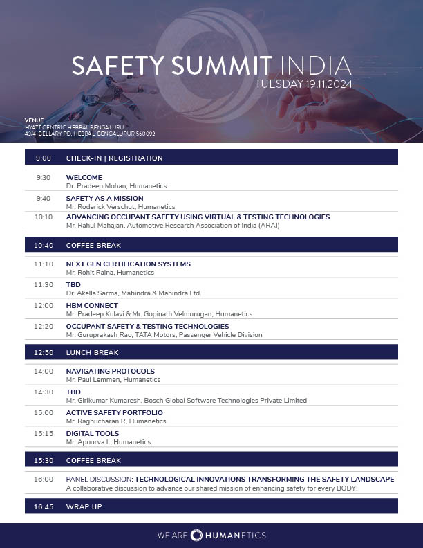 Safety Summit India agenda for November 19, 2024 in Bengaluru