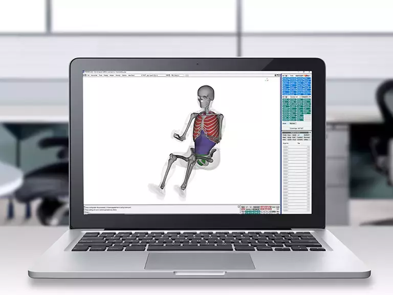 HBMConnect™ female model showing internal organs on a laptop