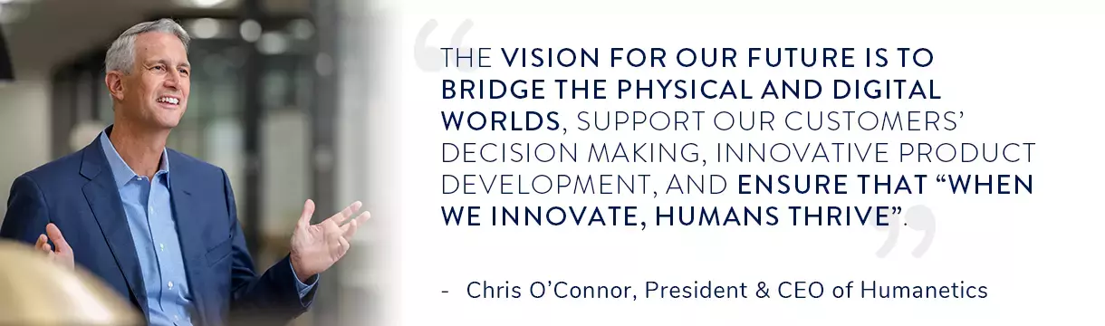 Headshot of Chris O'Connor with a quote about our vision for our future